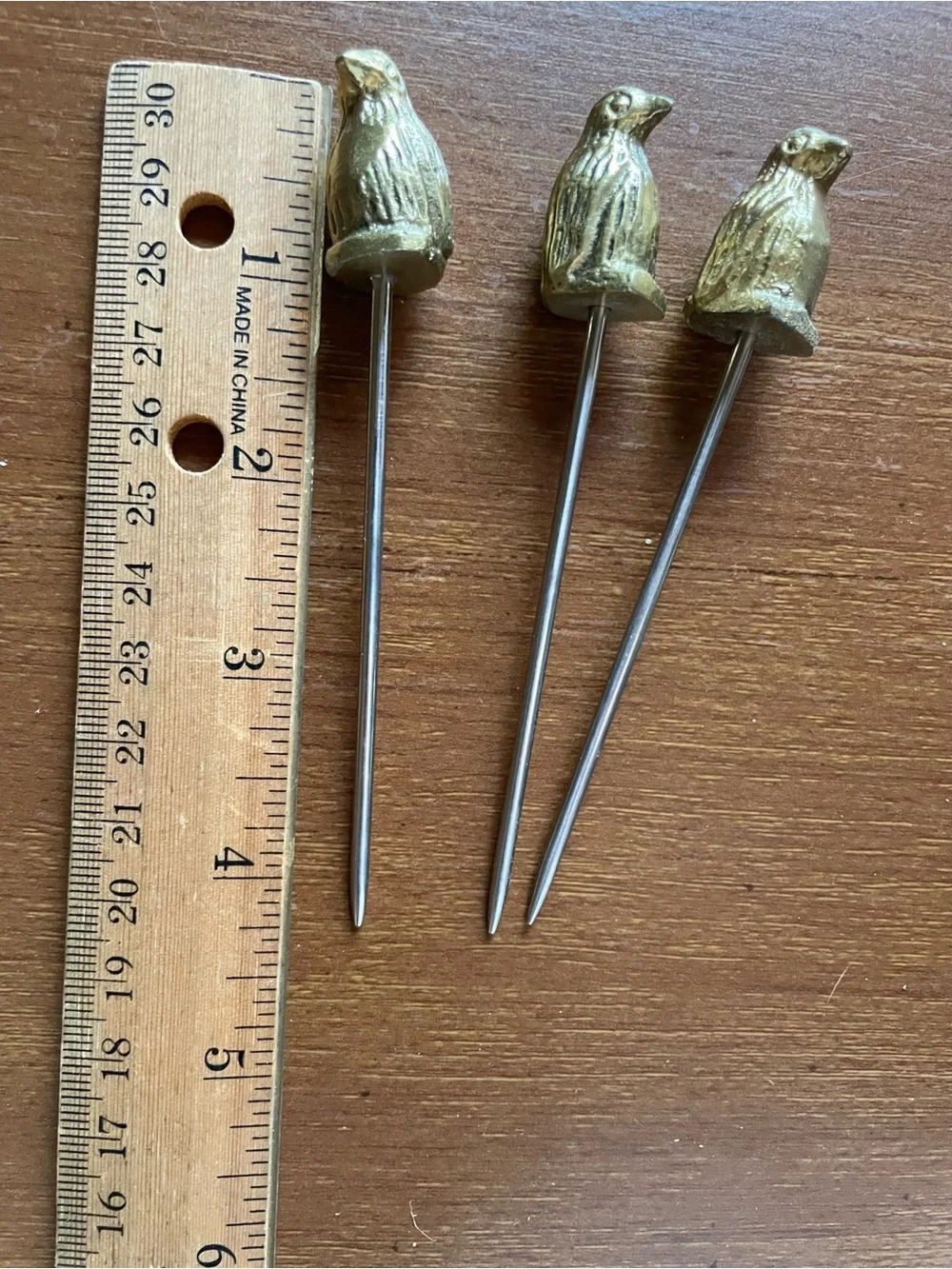Pier 1 Hors d’oeuvre Brass Tone Penguin Picks
